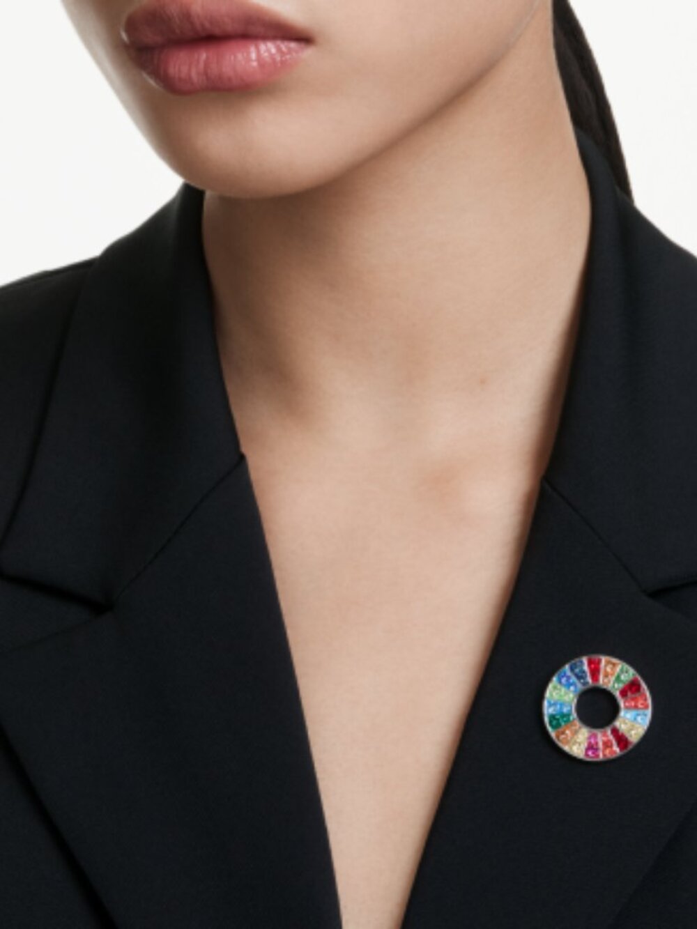 Swarovski Silver Lapel Pin with Iridescent Hues